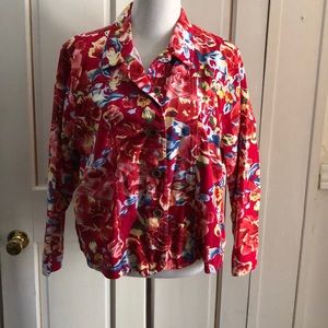 Women’s 1X CJ Banks Bold Flowered Summer Jacket